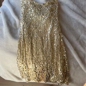 Hello Molly gold sequin slip dress